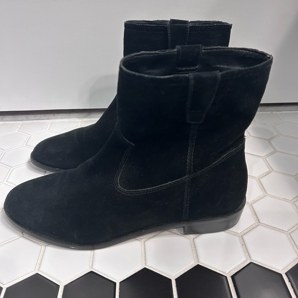 REBECCA MINKOFF BLACK SUEDE ANKLE BOOTS